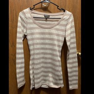 Express tan striped long sleeve shirt